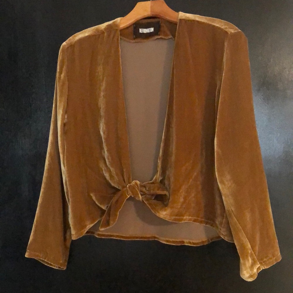 Reformation cropped top front tie top